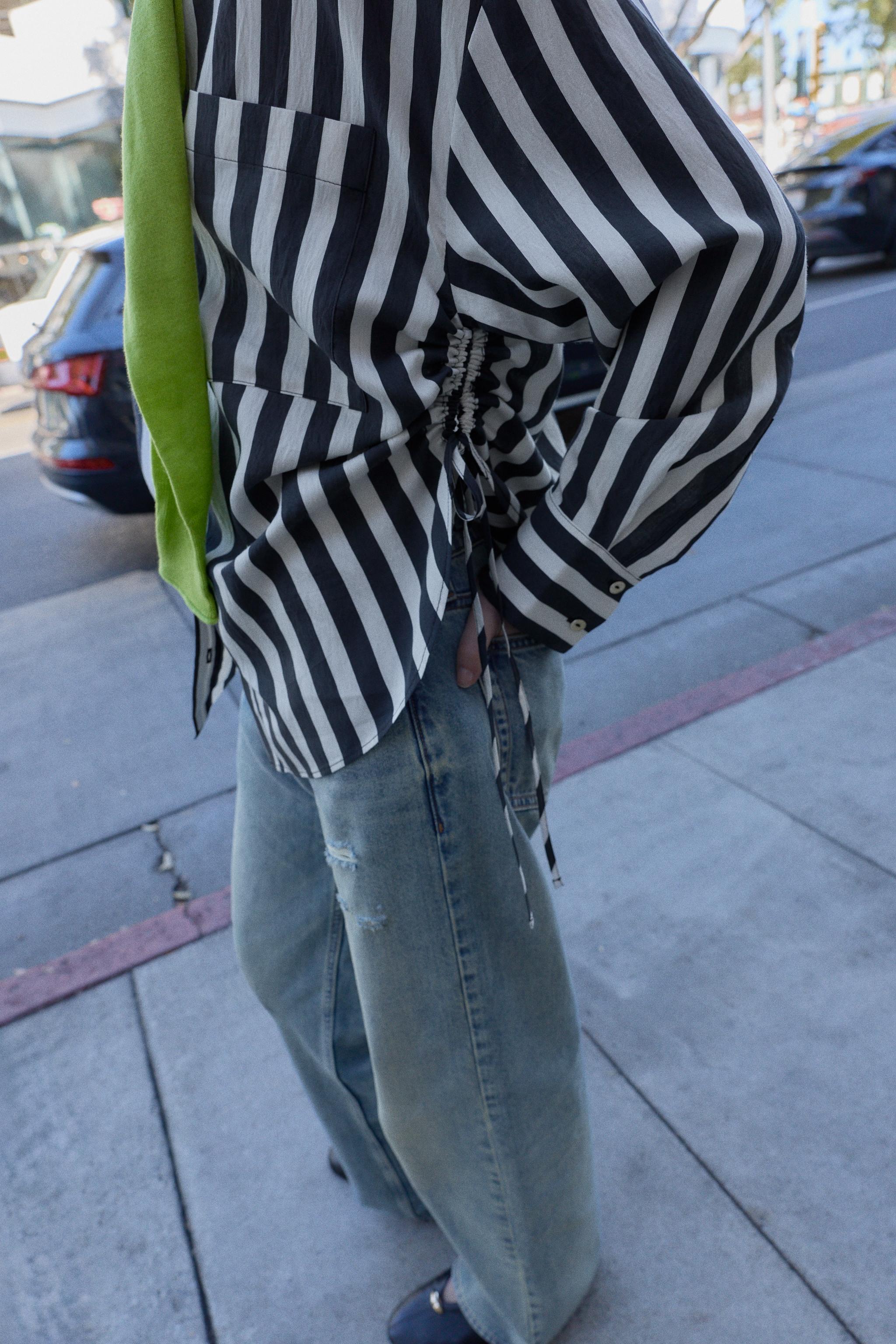STRIPED SHIRT WITH SIDE LACES